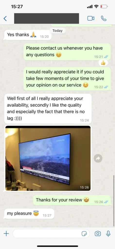 1dollariptv WhatsApp customer support chat review 2